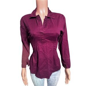 Pulp women Merlot long sleeve tie back pullover shirt M